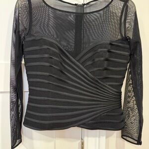 JS Collections Black Mesh Long Sleeve Blouse